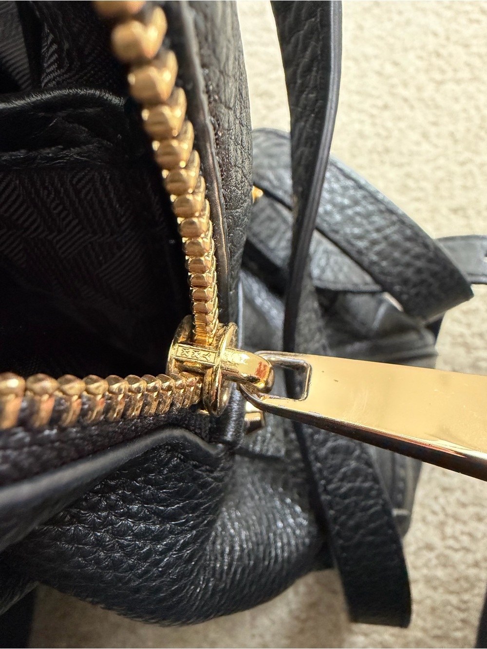 Michael Kors Black Pebbled Leather Backpack Gold Hardware Medium - Picture 13 of 16